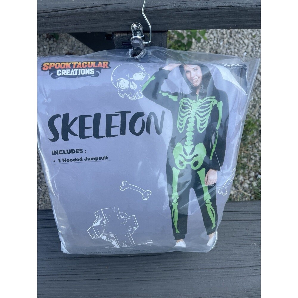 Adult Skeleton Costume Womens Xxl Skeleton Halloween Jumpsuit Pajama Hoodie